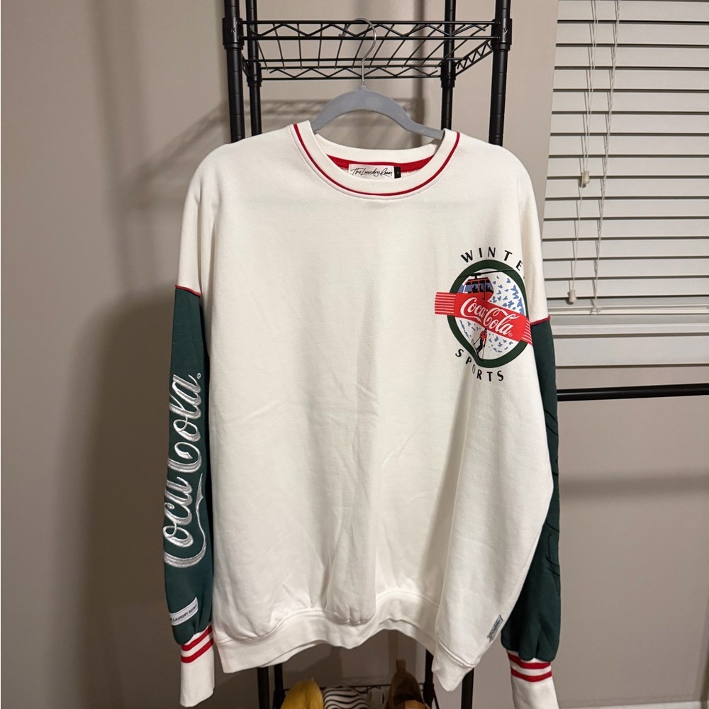 The Laundry Room White and Green Coca Cola Crewneck Sweater